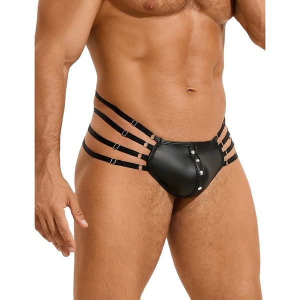 Men's briefs Star Night, with four rows of straps, black, XL