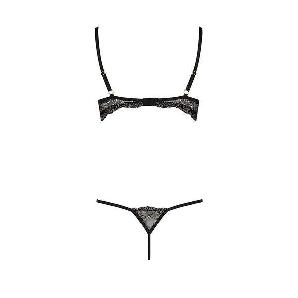 Комплект белья VALERY SET OpenBra black - Passion Exclusive: стрэпы: трусики, открытый лиф PS25104 SafeYourLove