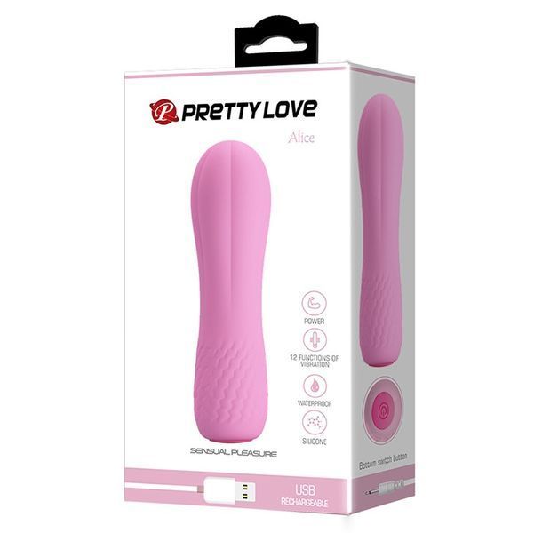 Мини-вибратор Pretty Love Alice, ребристый, 12 х 3 см 31097 /BI-014563 фото