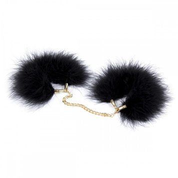Natural feather handcuffs with a gold chain