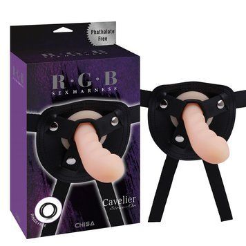 Silicone strap-on Chisa R.G.B. Cavelier, faux leather briefs, beige