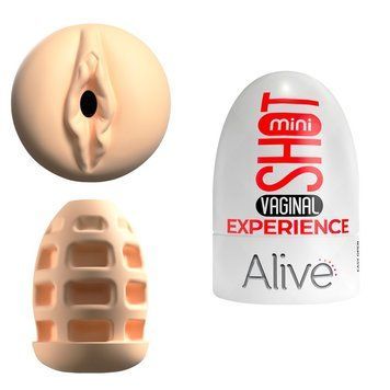 Kieszonkowy masturbator waginalny Alive Mini Shot Experience, Beige