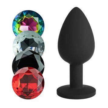 Анальная пробка CRUSHIOUS Camileo, L , со сменными кристаллами, силиконовая, чёрная, 9.5 х 4.2 см C24130 фото