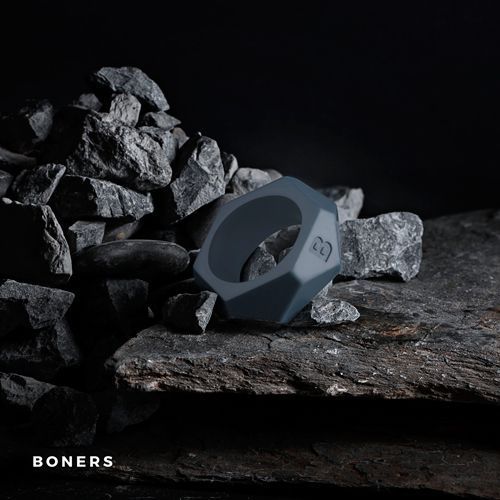 Ерекційне кільце із силікону Boners Diamond у вигляді гайки, сіре BON006 SafeYourLove