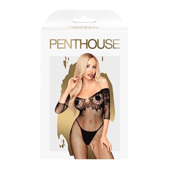 Bodystocking with imitation bodice Penthouse - High Profile, Black, XL