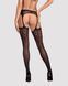 Pończochy siateczkowe ze strzałką Obsessive Garter S314, czarne, imitacja podwiązki