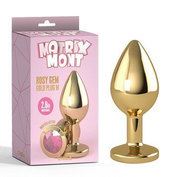 Korek analny metalowy z r&oacute;żowym kamieniem., Matrix Mont Chisa., Gold