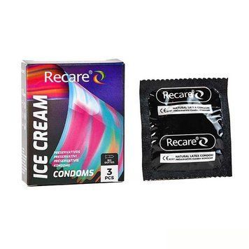 Презервативи Holographic Recare Ice Cream Big Dotted Condoms 3 шт, з пухирцями, аромат: морозиво SX3332 SafeYourLove