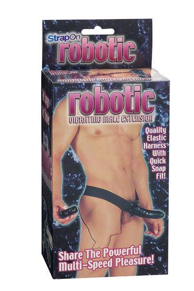 Чоловічий страпон з вібрацією ROBOTIC MALE STRAP-ON, BLACK DT50255 SafeYourLove