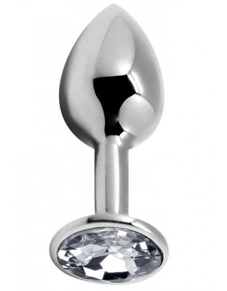 Alive metal anal plug with white stone