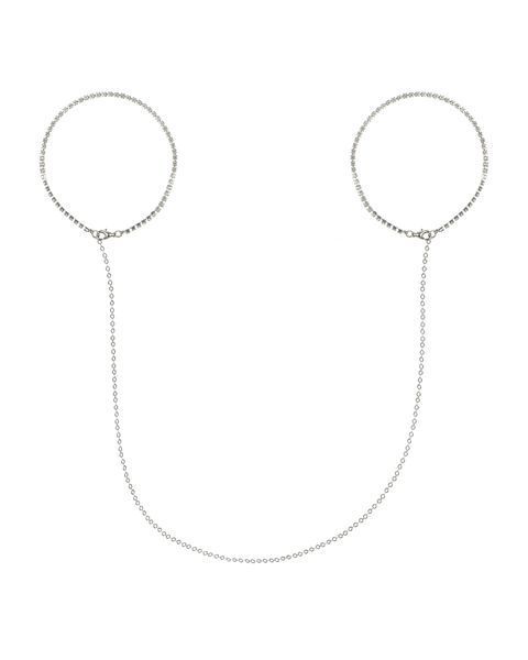 Наручники из цепочки украшены камнями Obsessive Bijoux 907, серебристые 410903 фото