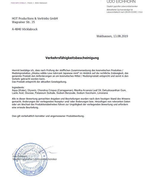 Съедобный лубрикант SHIATSU Love Японская Мята, 75 мл HOT67045 фото Safeyourlove Съедобный лубрикант SHIATSU Love Японская Мята, 75 мл HOT67045 фото