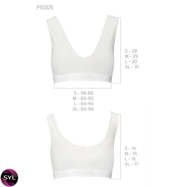 Спортивний топ з еластичної бавовни Passion PS005 TOP white, SO4229 SafeYourLove