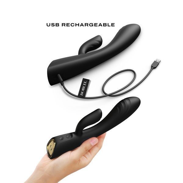 Dorcel FLEXI RABBIT BLACK heated rabbit vibrator, flexible barrel