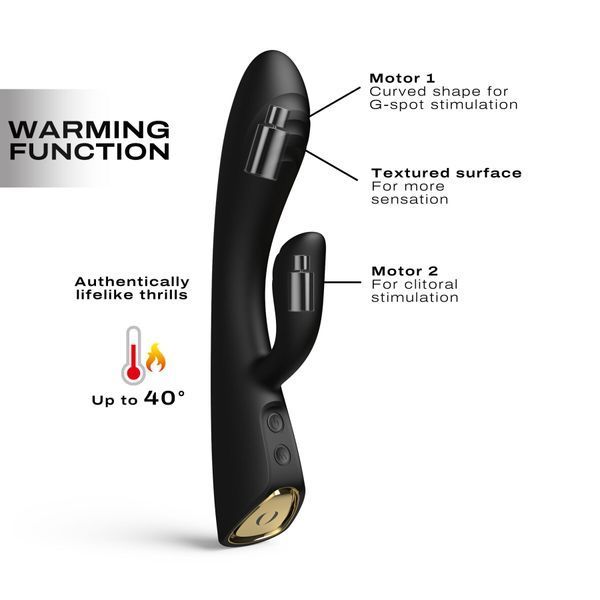 Dorcel FLEXI RABBIT BLACK heated rabbit vibrator, flexible barrel