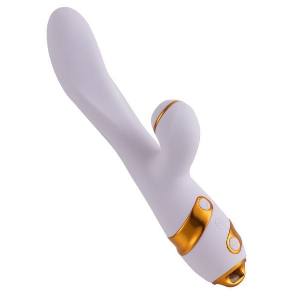 Вібратор-кролик з пульсацією та флогером LOCKINK SEVANDA Whip Vibrating Massage Wand, біло-золотий SX0904 SafeYourLove