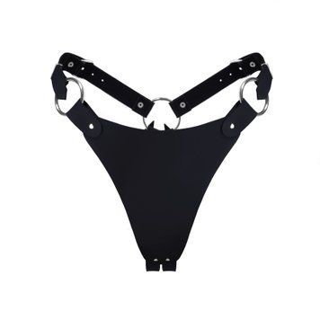 Трусики из натуральной кожи Feral Feelings - String Bikini, цвет Black SO9423 фото