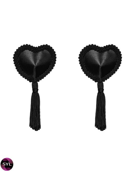 Еротичні наклейки на соски з пензликами Obsessive Tassel nipple covers black, чорні SO7312 SafeYourLove