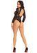 Body z koronką Leg Avenue High Neck, rozmiar uniwersalny, długi rękaw, stringi, wz&oacute;r kwiatowy, Black
