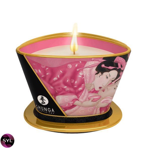 Массажная свеча Shunga Massage Candle – Rose Petals (170 мл) с афродизиаками SO2510 фото