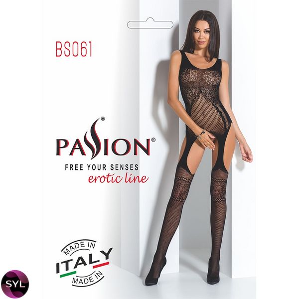 Бодістокінг Passion BS061 black, комбінезон, імітація панчох PBS061B SafeYourLove