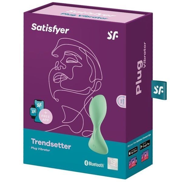 Зелена анальна смарт-пробка з вібрацією Satisfyer Trendsetter