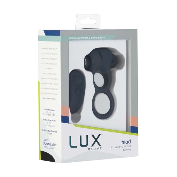 Подвійне ерекційне кільце з вібрацією Lux Active-Triad - Vibrating Dual Cock Ring, пульт ДК SO5575 SafeYourLove