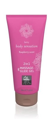 Лубрикант и массажное масло 2 в 1 Massage-& Glide gel 2in1 Raspberry scent,200 мл HOT67072 фото