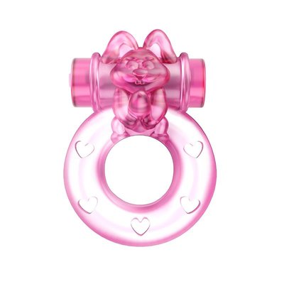 Кольцо эрекционное с вибрацией Baile bunny, розовое, 1.5 см 0390 /BI-010082A фото