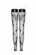 Stockings Noir Handmade F243 Tulle stockings with patterned flock embroidery, size L