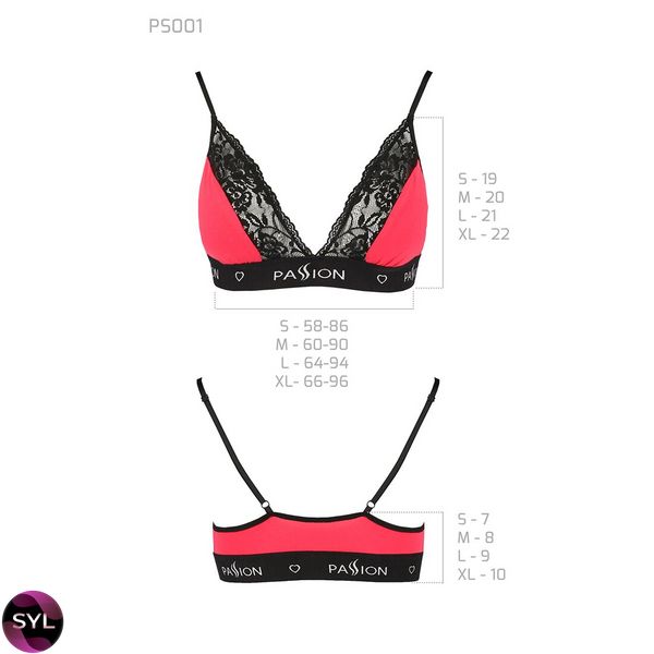 Эластичный топ с кружевом Passion TOP red-black SO4185 фото