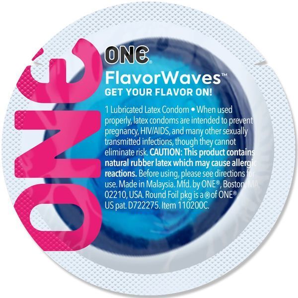Ароматизований презерватив ONE FlavorWaves Fresh Mint, 1 шт, яскраво-синій, запах м&rsquo;яти SX0752 SafeYourLove