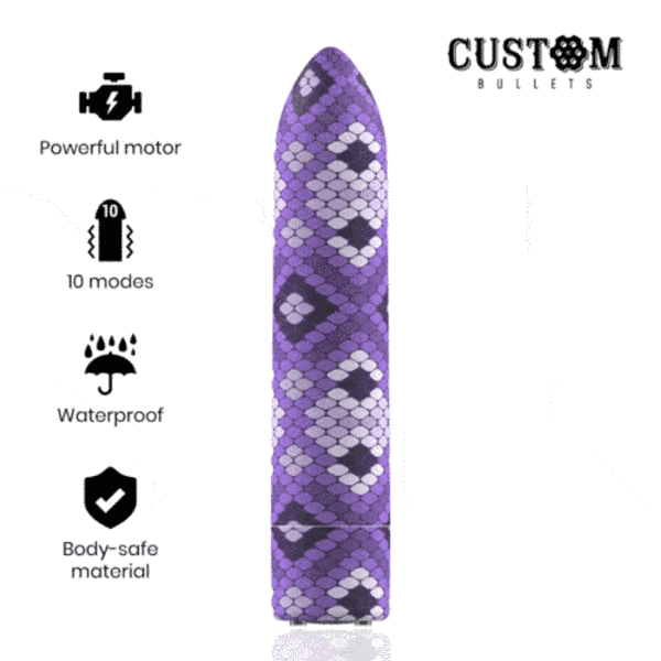 Потужна віброкуля Custom Bullets Snake Purple CB912314 SafeYourLove