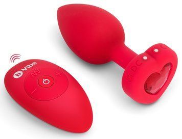 Анальная пробка с вибрацией и пультом управления B-Vibe Vibrating Heart Plug M/L 54015770000 фото