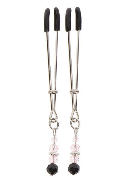 Затискачі на соски з регулюванням, зі стразами Tweezers With Beads кольорові TB17279 SafeYourLove