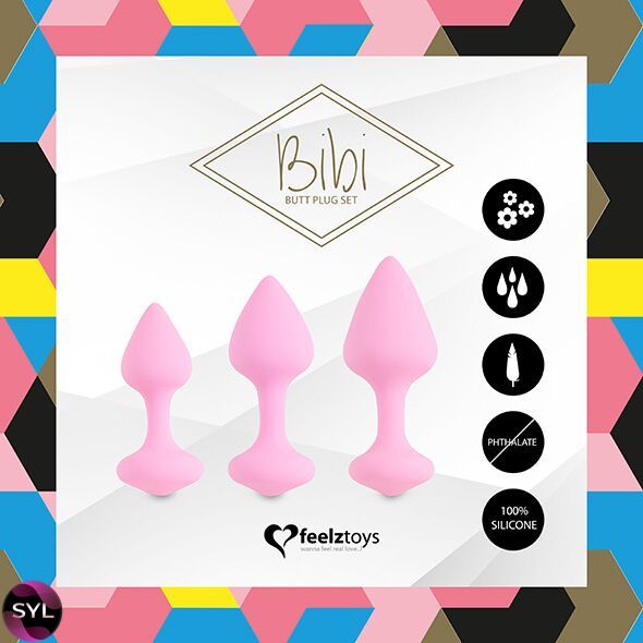 Набор силиконовых анальных пробок FeelzToys - Bibi Butt Plug Set 3 pcs Pink SO4576 фото