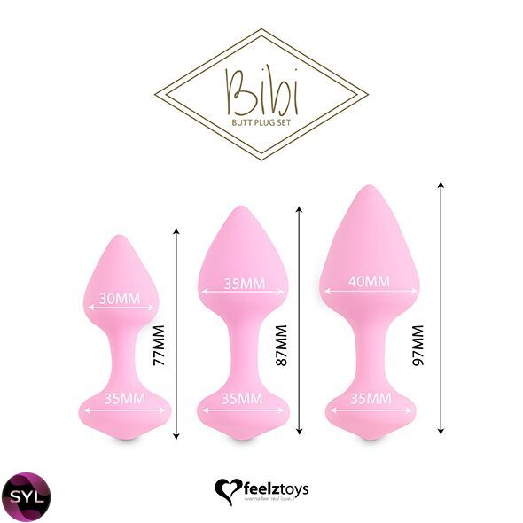 Набор силиконовых анальных пробок FeelzToys - Bibi Butt Plug Set 3 pcs Pink SO4576 фото