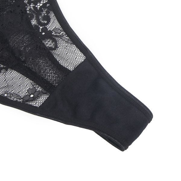 Star Night lace thong, Black