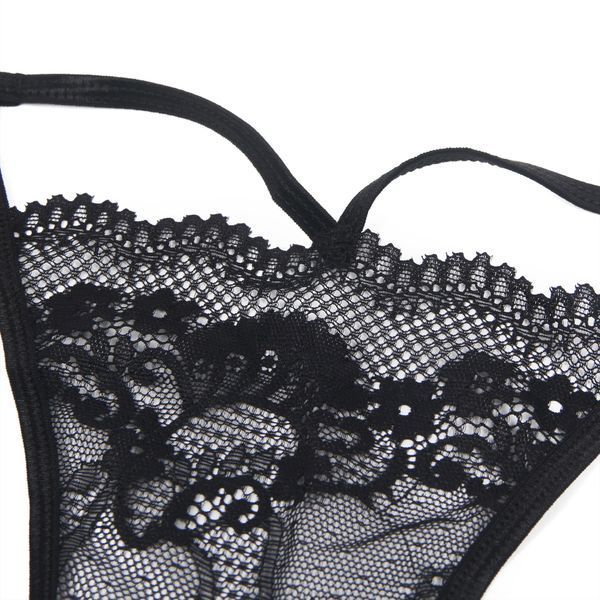 Star Night lace thong, Black