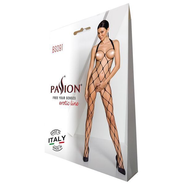 Бодістокінг у дуже велику сітку Passion BS091, з доступом, колір Black SO6391 SafeYourLove