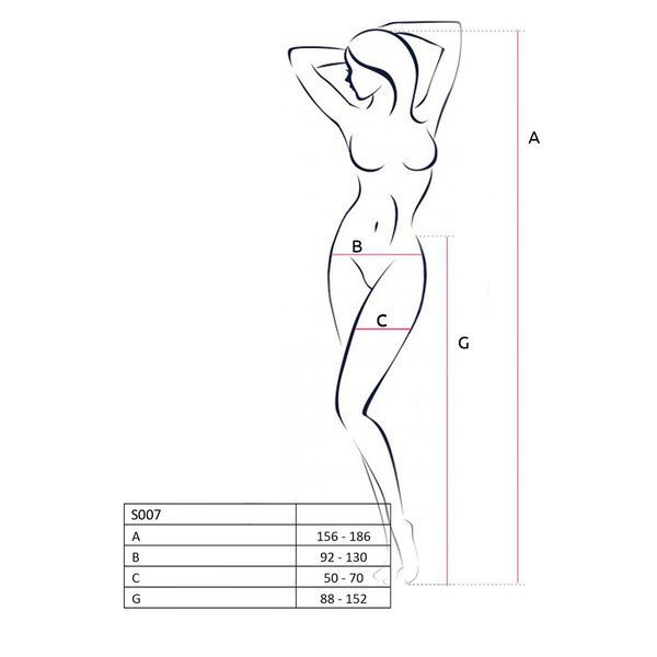 Erotic bodystocking tights Passion S007, beautiful fishnet tights with cut out, color Black