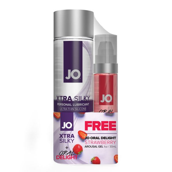 Комплект System JO GWP - Xtra Silky Silicone 120 мл & Oral Delight - Strawberry 30 мл SO8223 фото