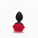 Anal plug ALUME, S, silicone black with red rose, 8 x 2.8 cm