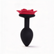 Anal plug ALUME, S, silicone black with red rose, 8 x 2.8 cm