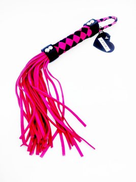 Флогер рожевий з плетеною ручкою, DS Fetish, замша 291301045 SafeYourLove