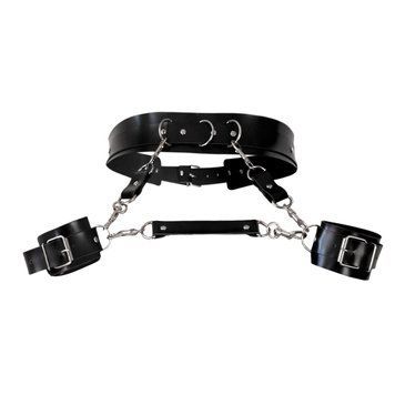 Leather belt with handcuffs Art of Sex - Kasta, Black, size XS