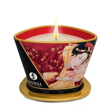 Świeca do masażu Shunga Massage Candle – Musujące wino truskawkowe (170 ml) z afrodyzjakami