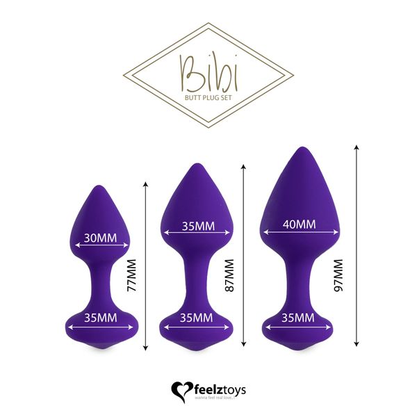 Набір силіконових анальних пробок FeelzToys - Bibi Butt Plug Set 3 pcs Purple SO5064 SafeYourLove