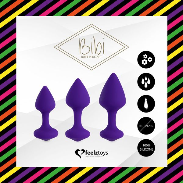 Набір силіконових анальних пробок FeelzToys - Bibi Butt Plug Set 3 pcs Purple SO5064 SafeYourLove