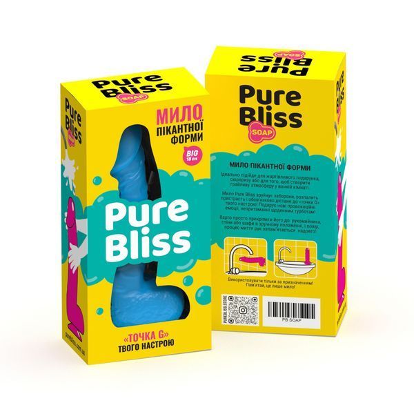 Мило член на присосці Pure Bliss BIG блакитне, 18 см